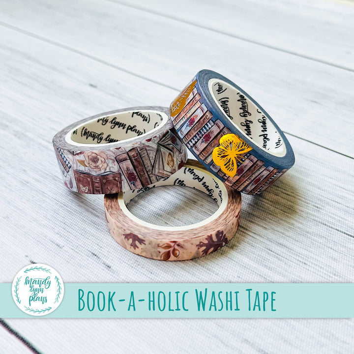 Set of 3 Washi Tape || Book-a-holic || Gold Foiled