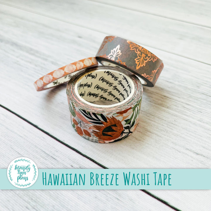 Set of 3 Washi Tape || Hawaiian Breeze || Rose Gold Foiled