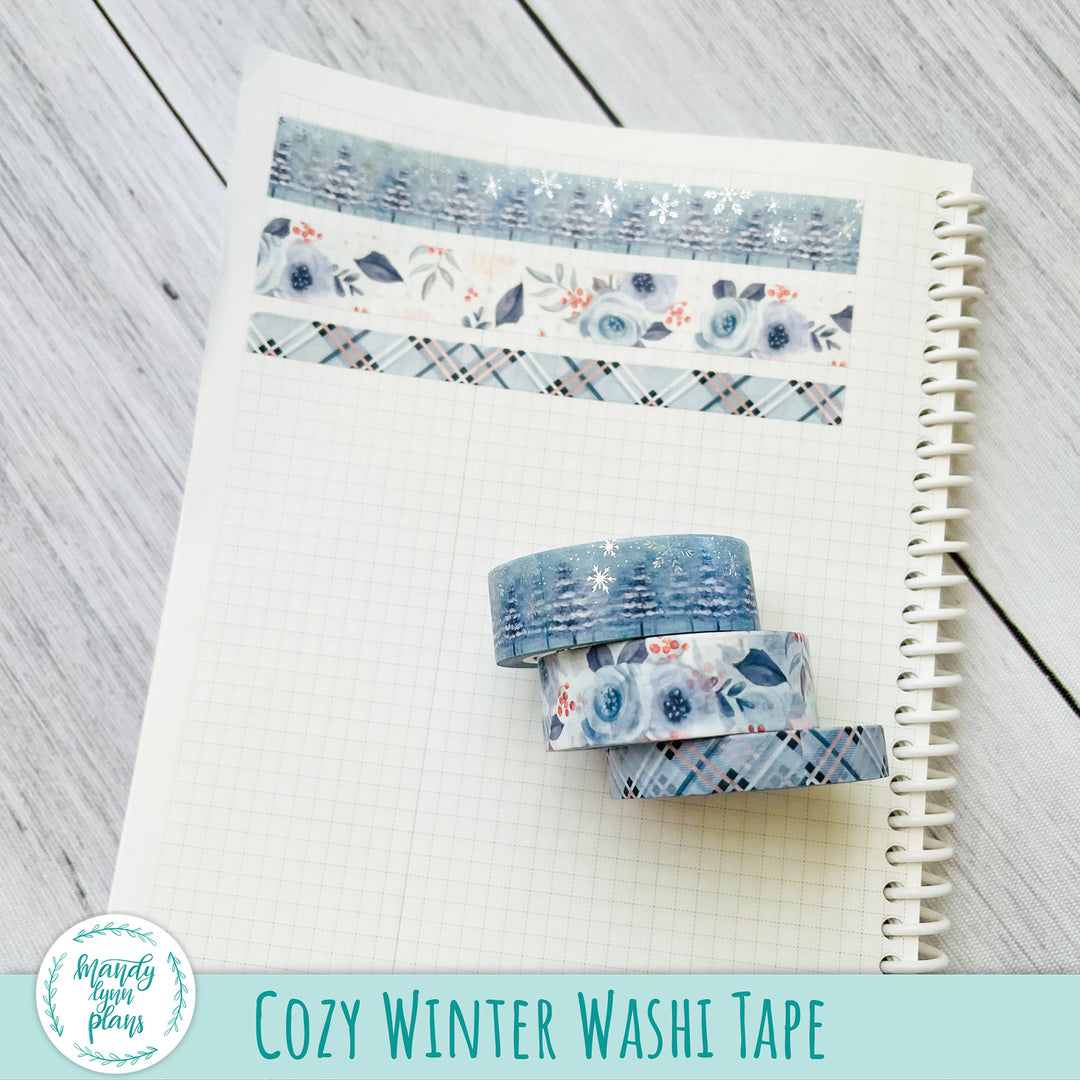 Set of 3 Washi Tape || Cozy Winter || Silver Foiled