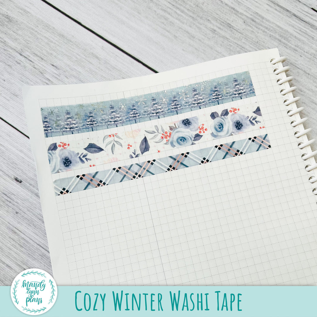 Set of 3 Washi Tape || Cozy Winter || Silver Foiled