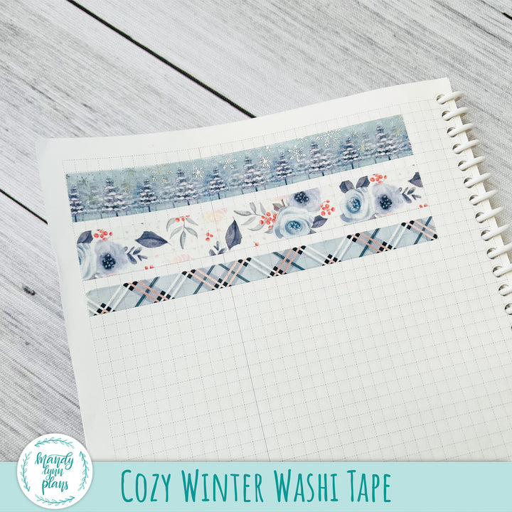 Set of 3 Washi Tape || Cozy Winter || Silver Foiled