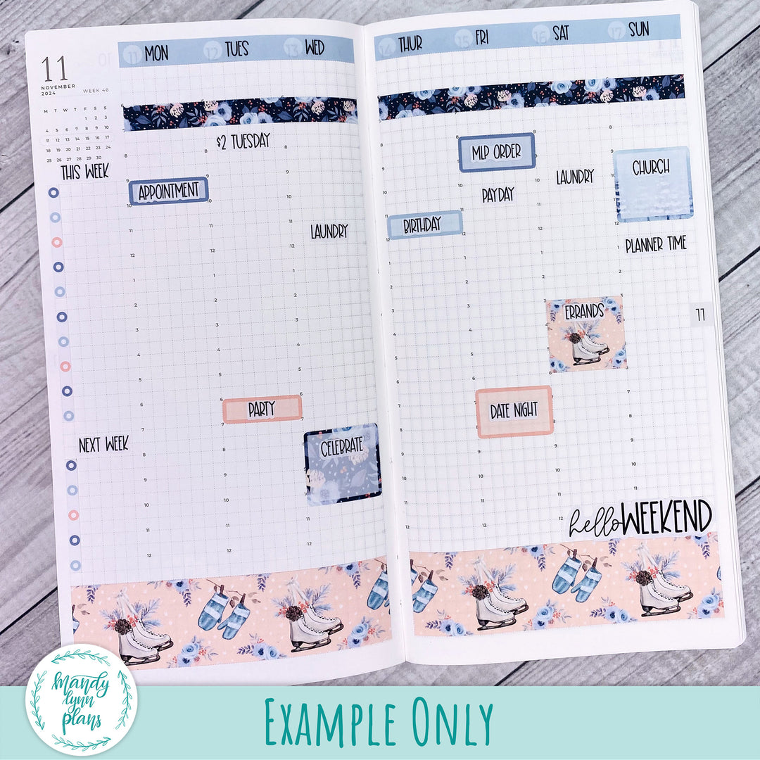 A5, B6, N1 & N2 Common Planner Weekly Kit || Peach and Blue Watercolor || 258