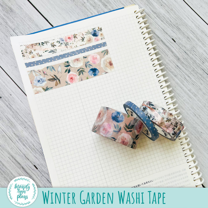 Set of 3 Washi Tape || Winter Garden || Rose Gold Foiled