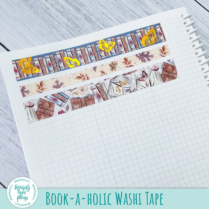 Set of 3 Washi Tape || Book-a-holic || Gold Foiled