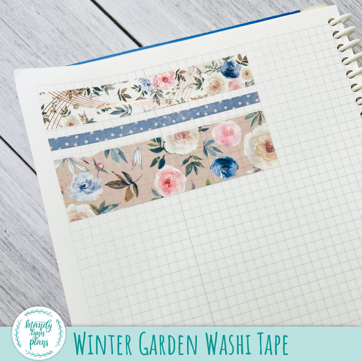 Set of 3 Washi Tape || Winter Garden || Rose Gold Foiled