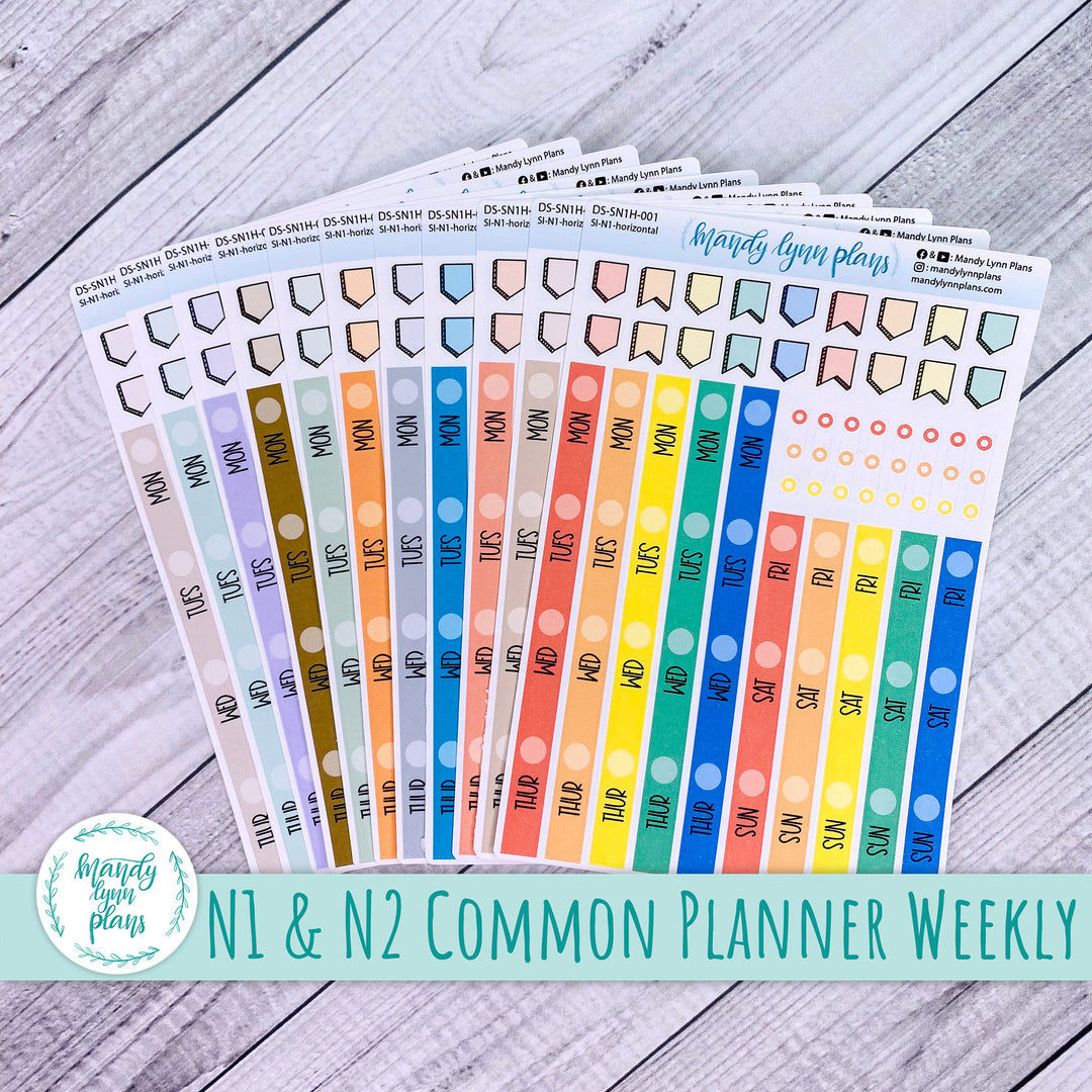 N1 & N2 Horizontal and Vertical Common Planner Weekly Days and Date Cover Strips