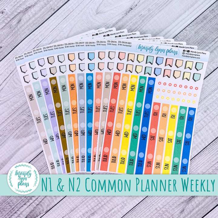 N1 & N2 Horizontal and Vertical Common Planner Weekly Days and Date Cover Strips