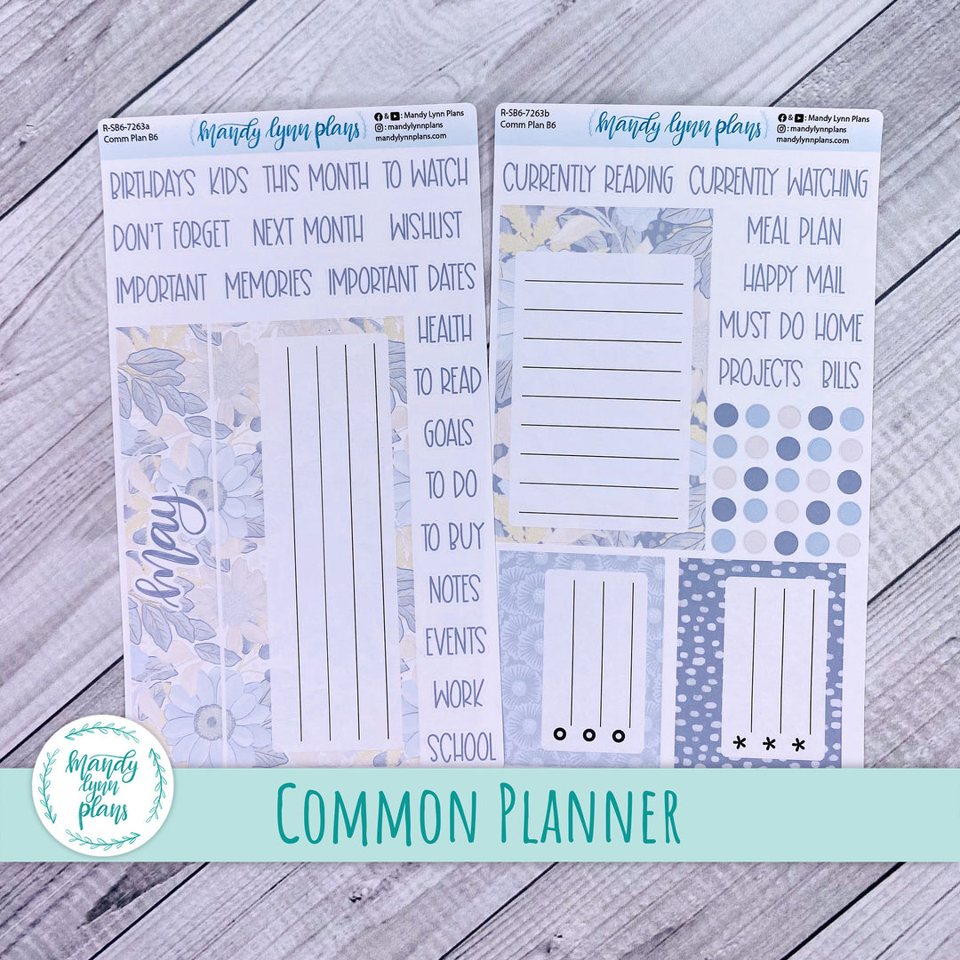 May Common Planner Dashboard || Dusty Blue Floral || 263