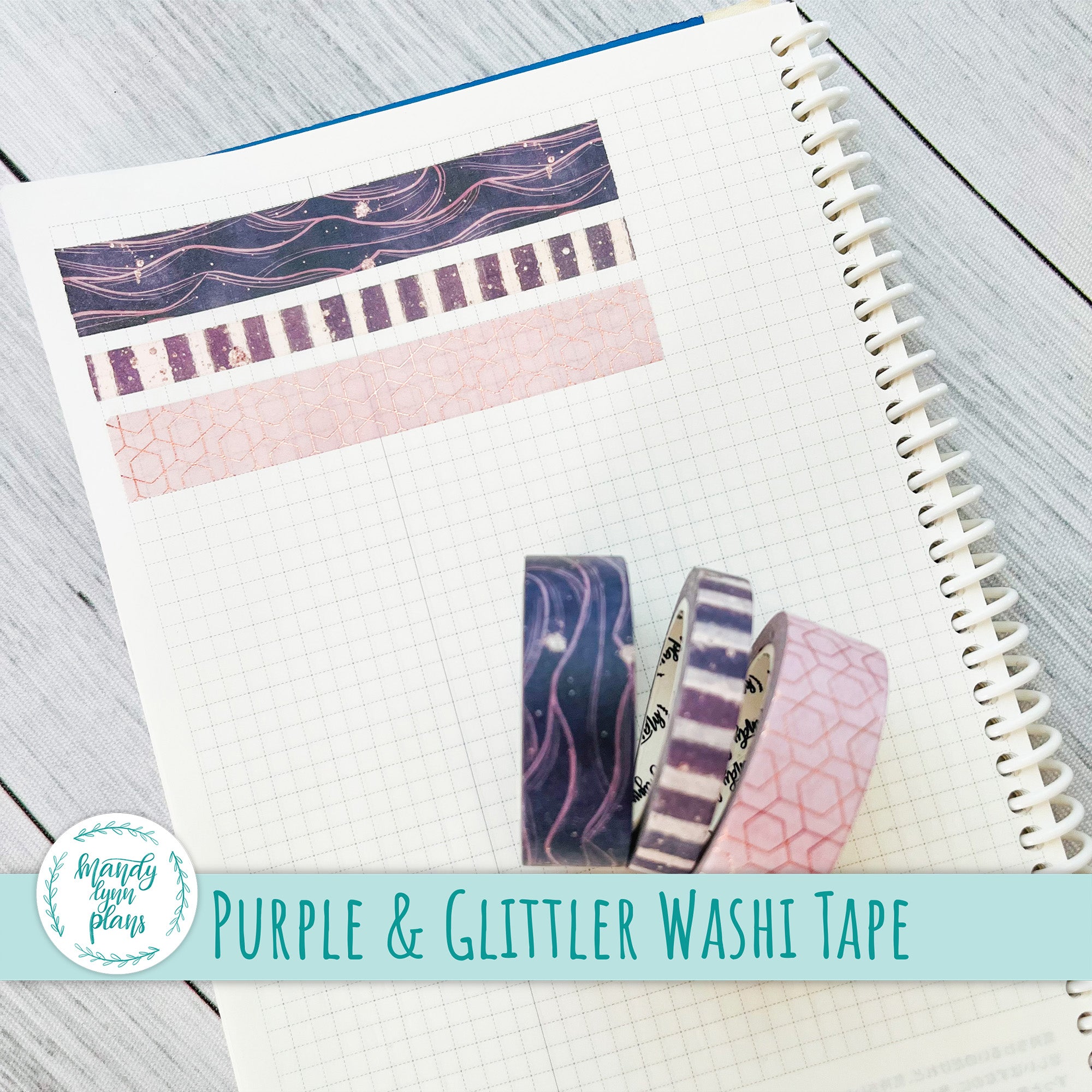Set of 3 Washi Tape || Purple and Glitter || Rose Gold Foiled – Mandy ...