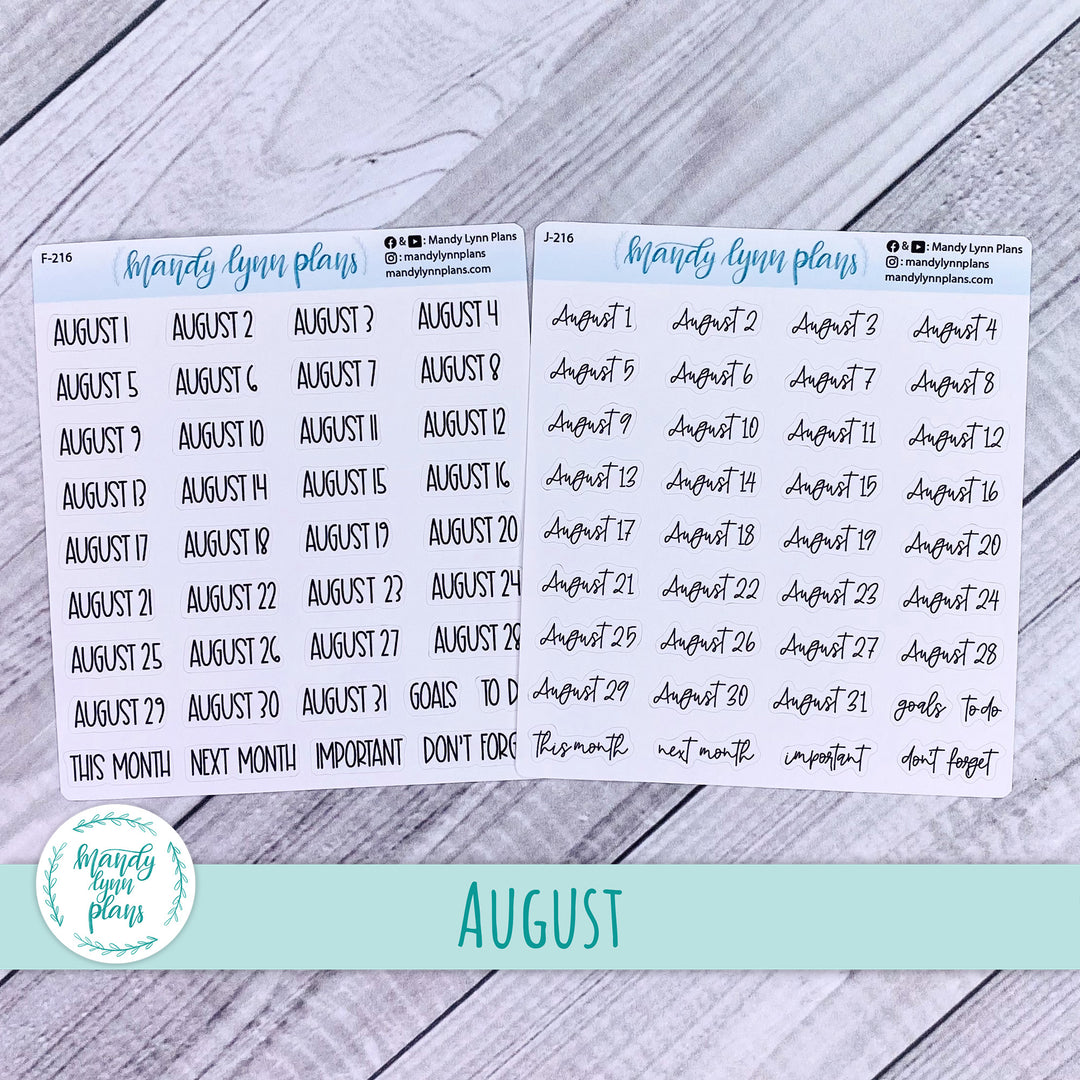 January-December Monthly Date Scripts