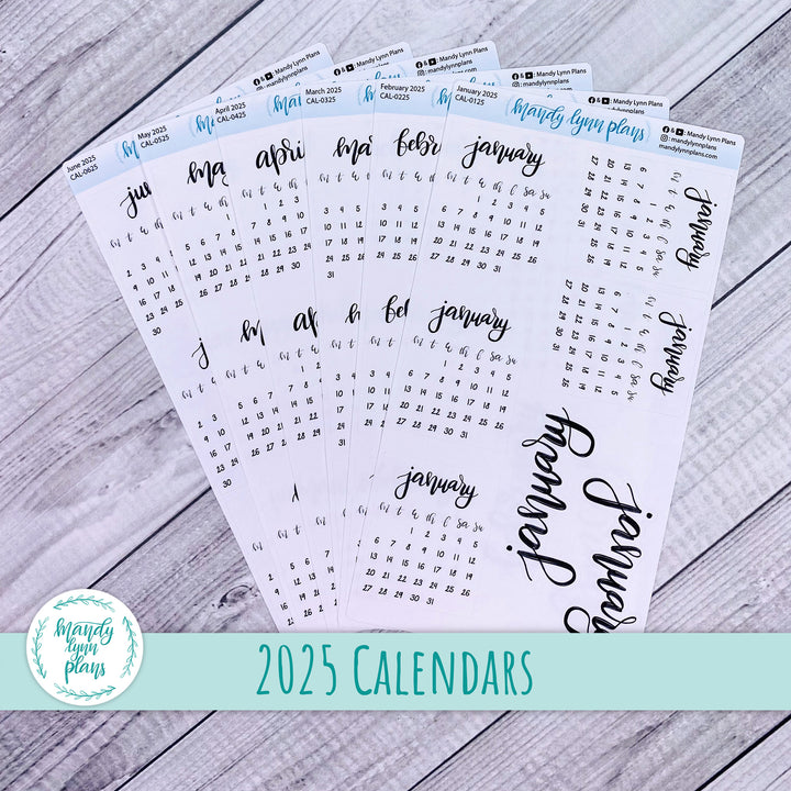 2025 Monthly Calendars || Monday Start
