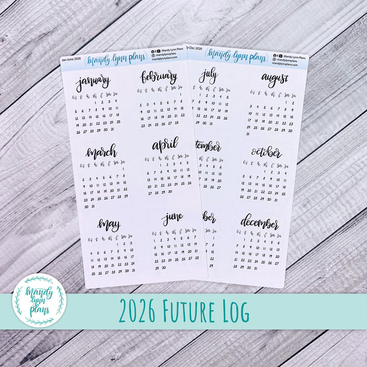 2026 Monthly Calendars || Sunday or Monday Start Future Log