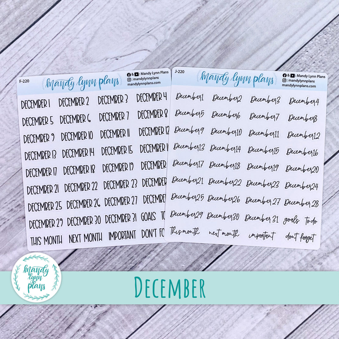 January-December Monthly Date Scripts