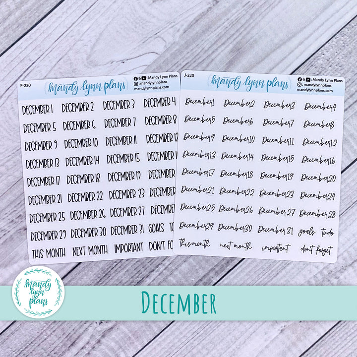 January-December Monthly Date Scripts