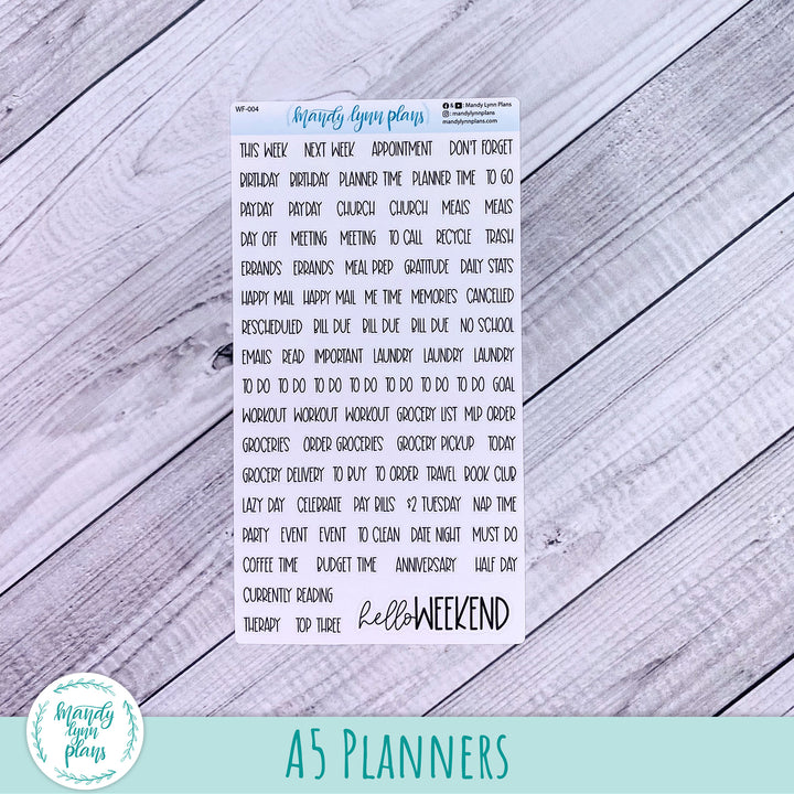 Mixed Weekly Script Sheets