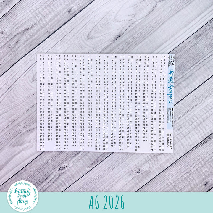 Yearly Index Number Day and Date Scripts || Hobonichi A6 English Planner