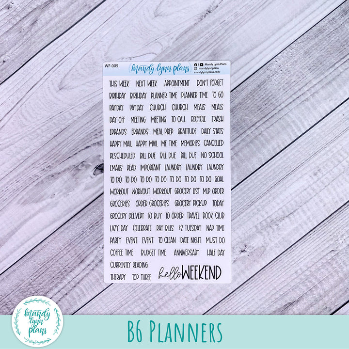 Mixed Weekly Script Sheets