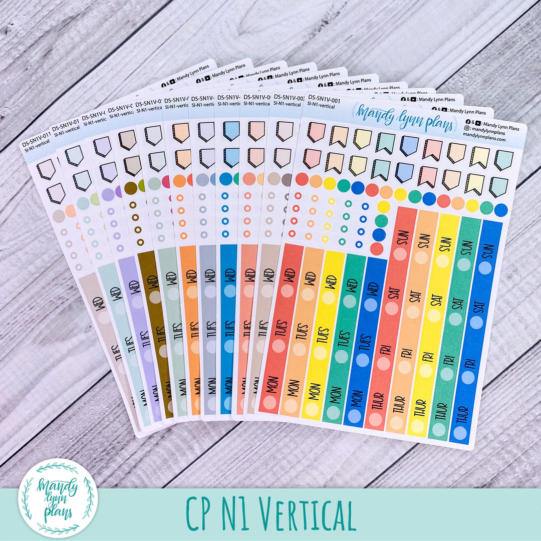 N1 & N2 Horizontal and Vertical Common Planner Weekly Days and Date Cover Strips