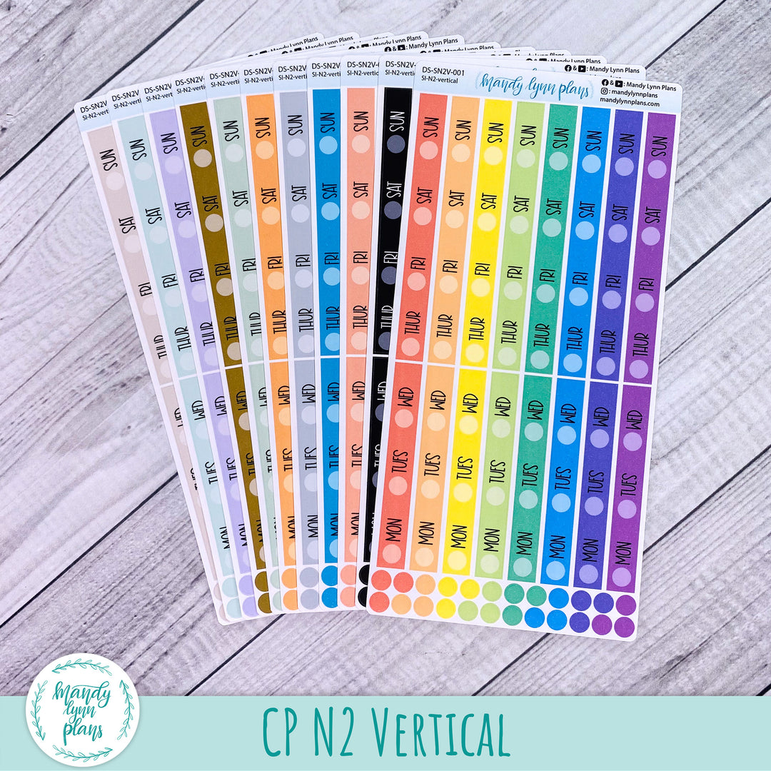 N1 & N2 Horizontal and Vertical Common Planner Weekly Days and Date Cover Strips