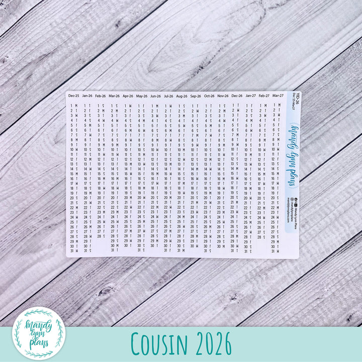 Yearly Index Number Day and Date Scripts || Hobonichi Cousin and A6