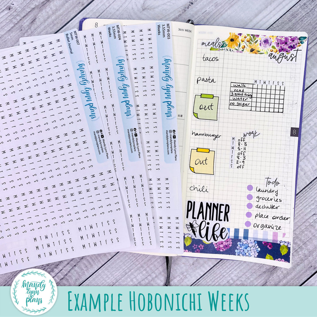 MTWTFSS Horizontal and Vertical Weekly Strips