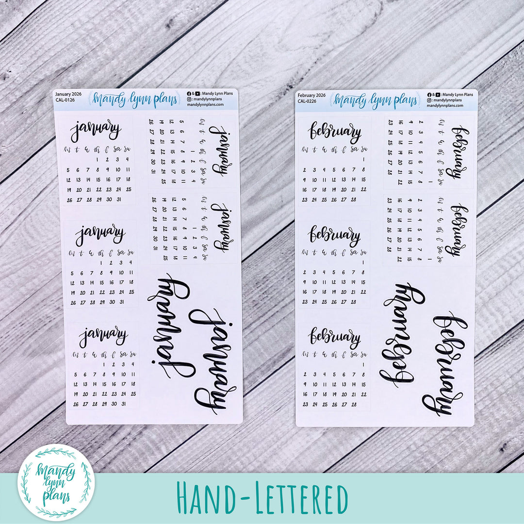 2026 Monthly Calendars || Monday Start