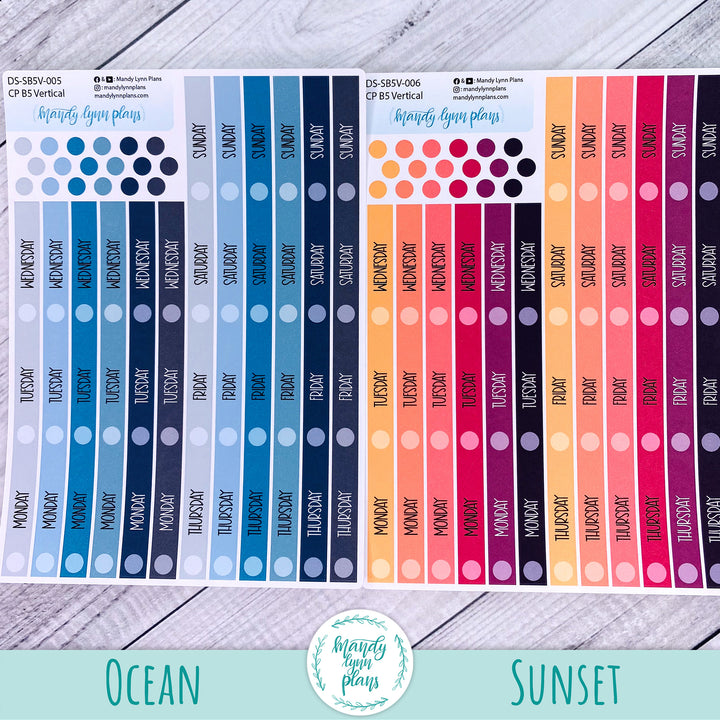 B5 Common Planner Vertical Weekly Days and Date Cover Strips