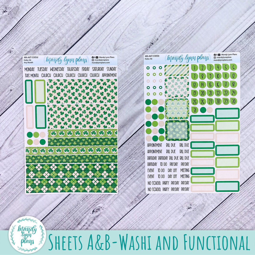 Any Month Hobonichi A6 Monthly Kit || Vintage Shamrocks || MK-A6T-3305