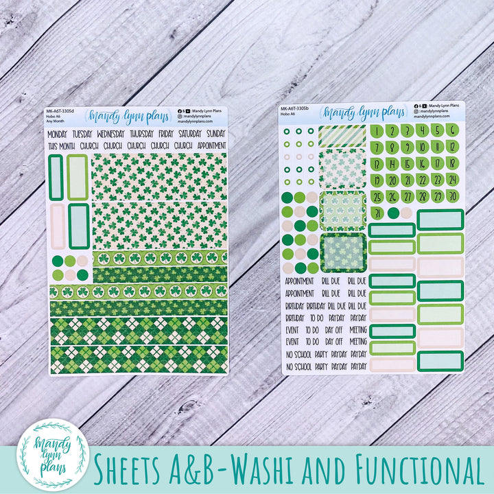 Any Month Hobonichi A6 Monthly Kit || Vintage Shamrocks || MK-A6T-3305