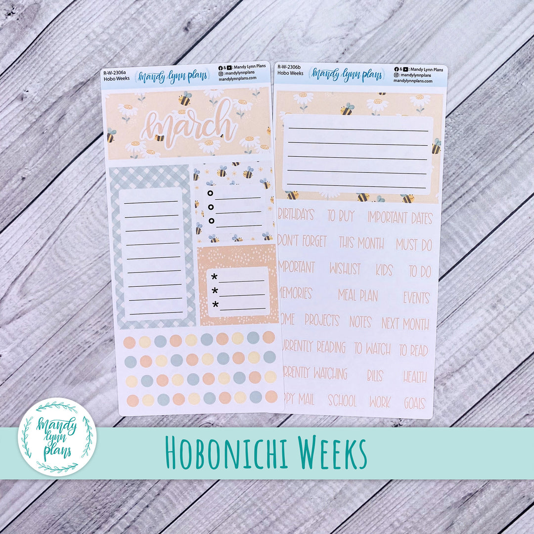 March Hobonichi Weeks Dashboard || Honey Bees || R-W-2306