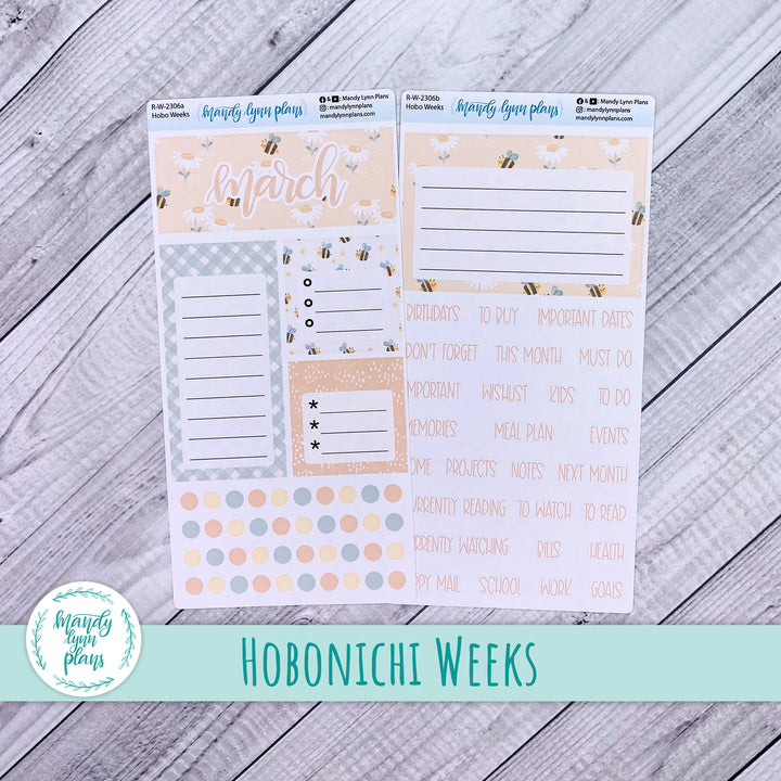 March Hobonichi Weeks Dashboard || Honey Bees || R-W-2306