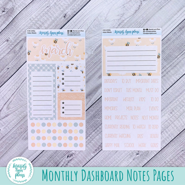March Hobonichi Weeks Dashboard || Honey Bees || R-W-2306