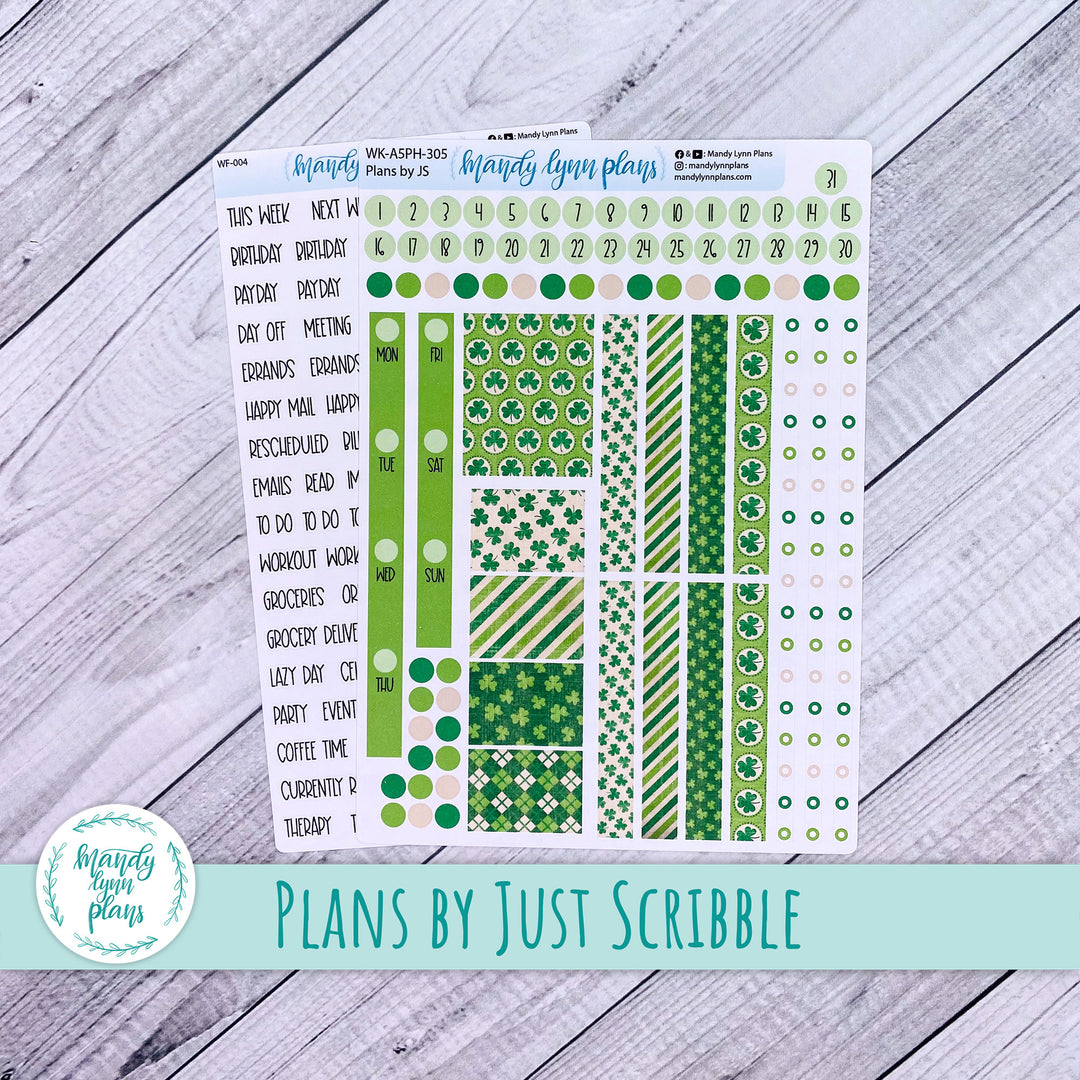 A5 Plans by Just Scribble Weekly Kit || Vintage Shamrocks || 305