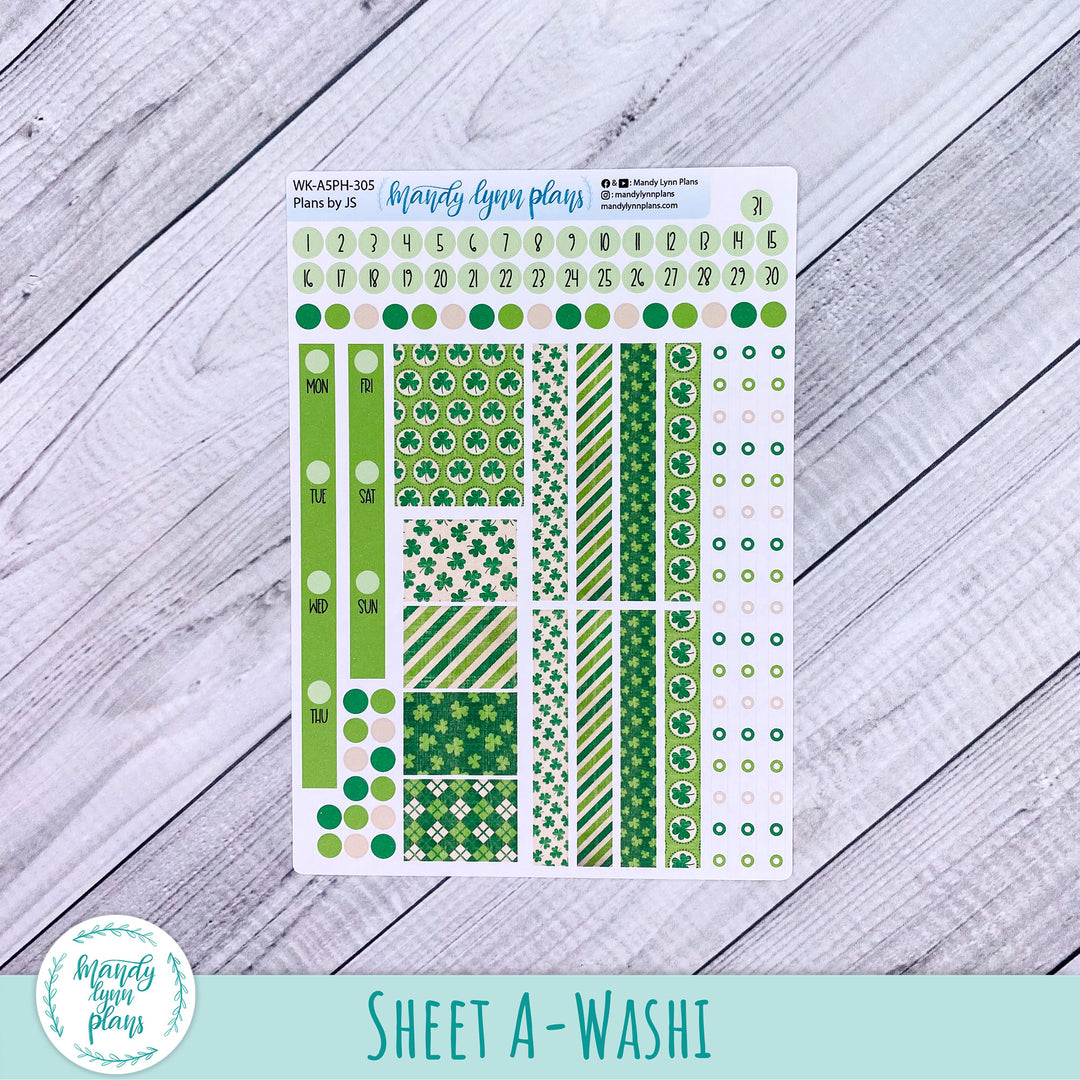 A5 Plans by Just Scribble Weekly Kit || Vintage Shamrocks || 305