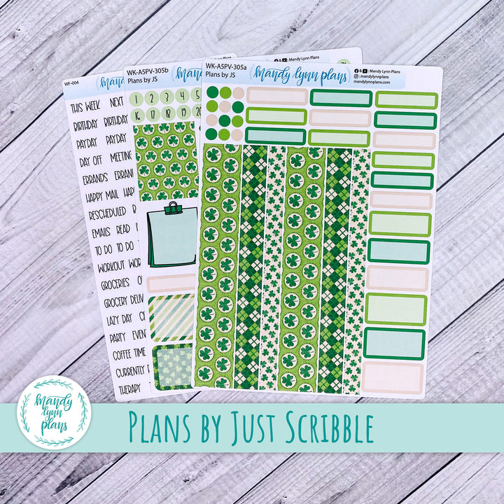 A5 Plans by Just Scribble Weekly Kit || Vintage Shamrocks || 305
