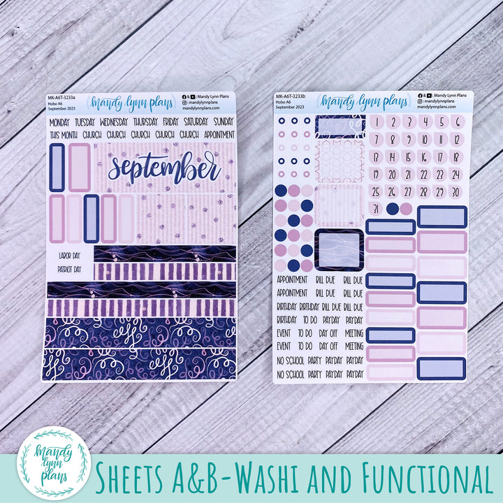 Hobonichi A6 September 2023 Monthly Kit || Purple and Glitter || MK-A6T-3233