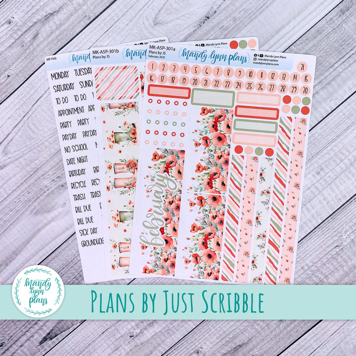 February 2025 Plans by Just Scribble Monthly || Red Poppies || MK-A5P-301