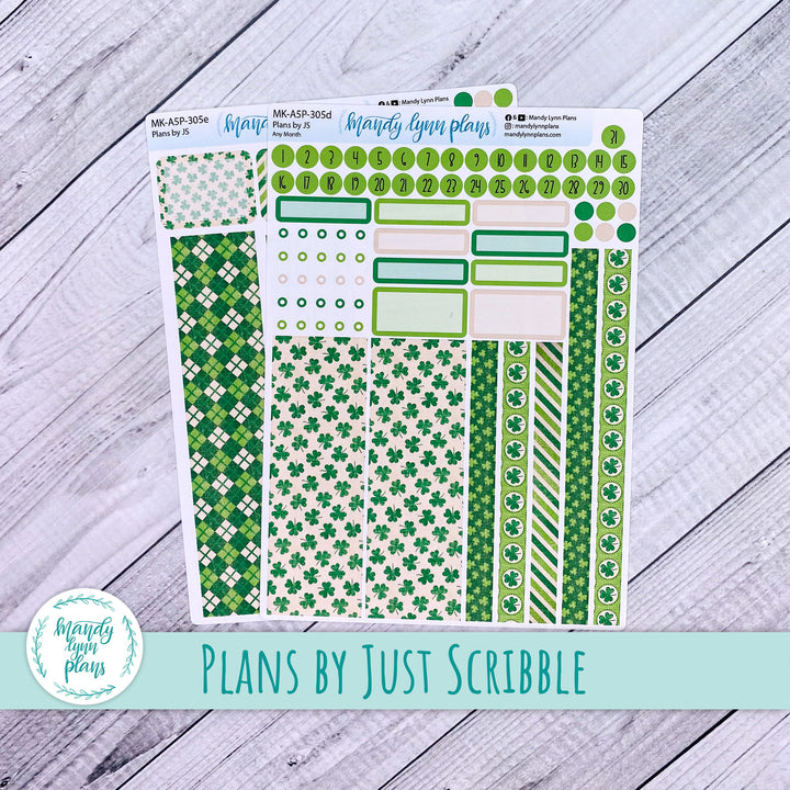 Any Month Plans by Just Scribble Monthly Kit || Vintage Shamrocks || MK-A5P-305