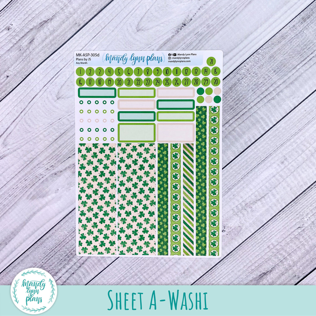 Any Month Plans by Just Scribble Monthly Kit || Vintage Shamrocks || MK-A5P-305