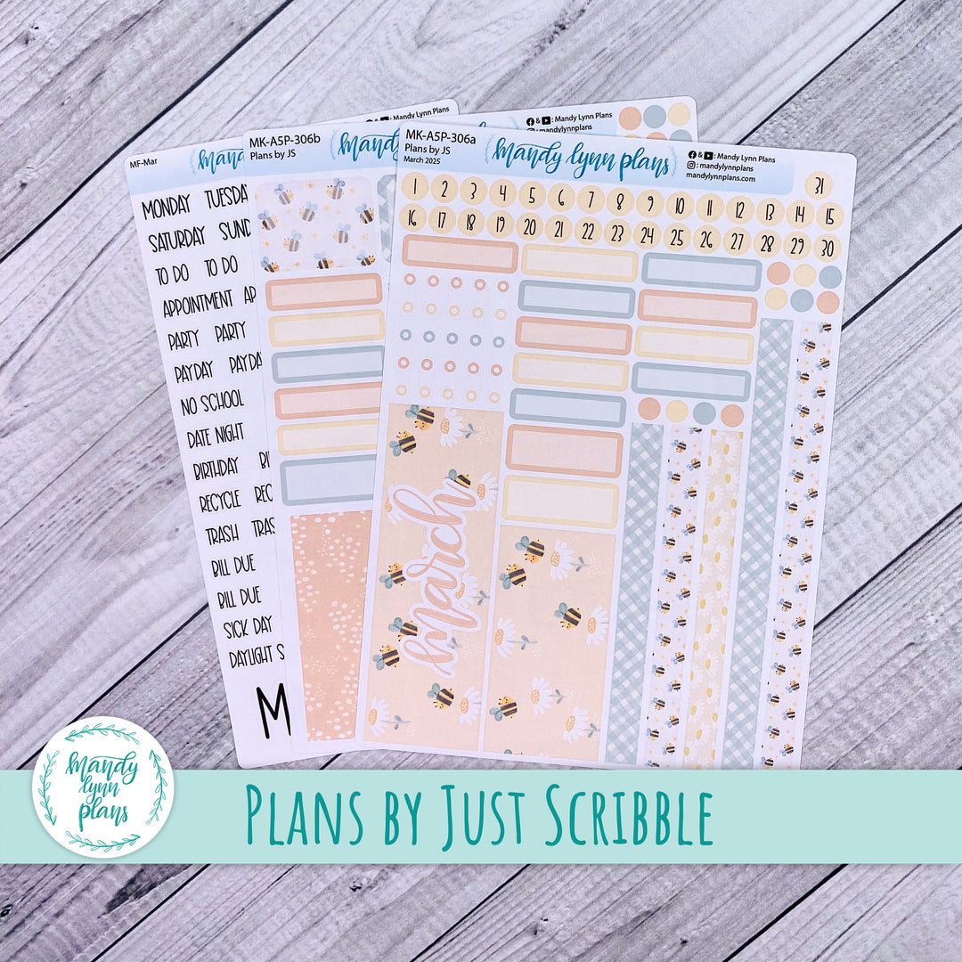 March 2025 Plans by Just Scribble Monthly || Honey Bees || MK-A5P-306