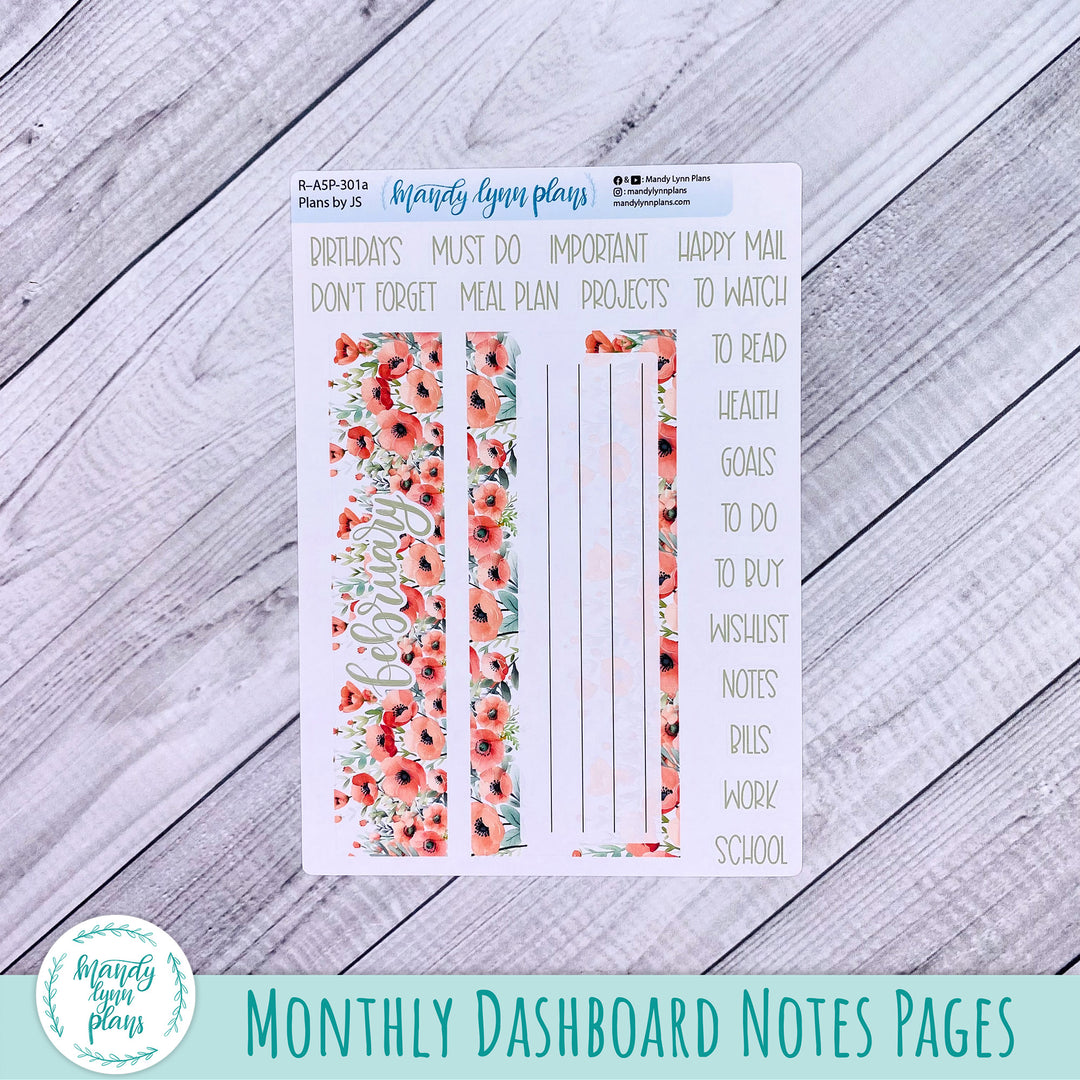 February Plans by Just Scribble Dashboard || Red Poppies || R-A5P-301
