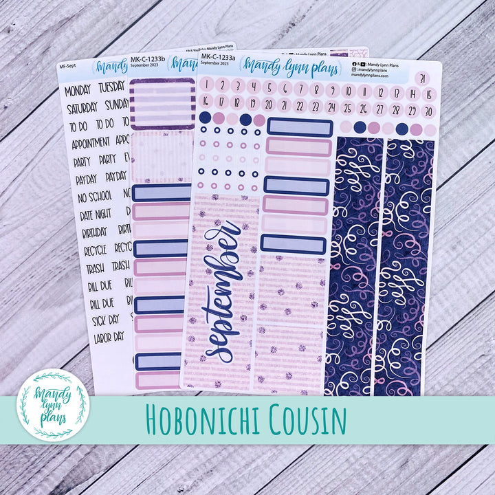 Hobonichi Cousin September 2023 Monthly || Purple and Glitter || MK-C-1233