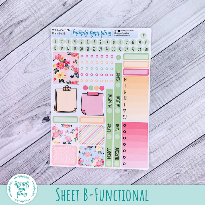 A5 Plans by Just Scribble Weekly Kit || Peony Blooms || 316