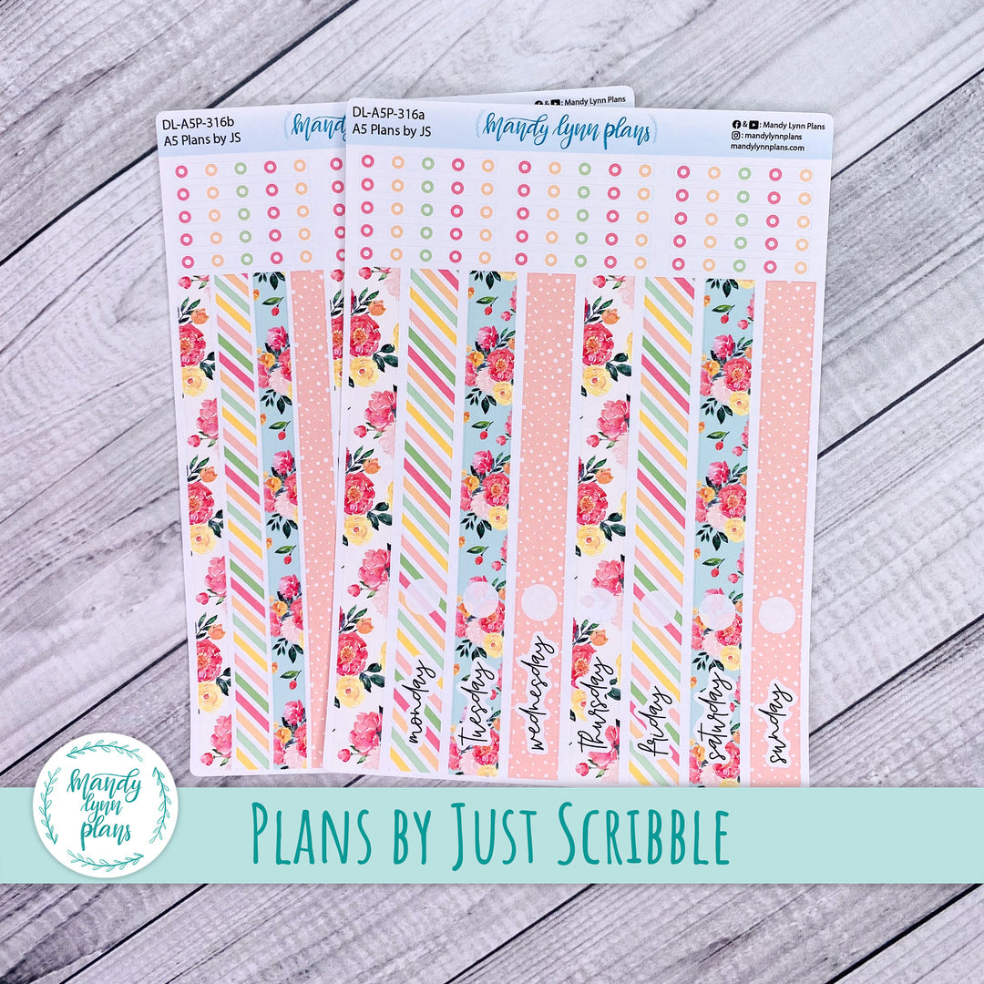 A5 Plans by Just Scribble Daily Kit || Peony Blooms || DL-A5P-316