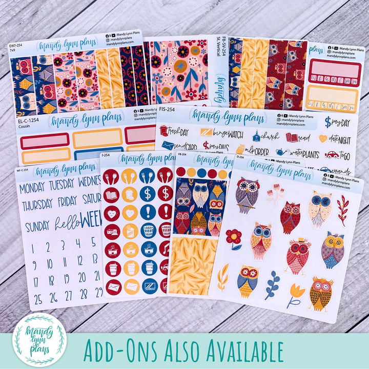 A5, B6, N1 & N2 Common Planner Weekly Kit || Ornate Owls || 254