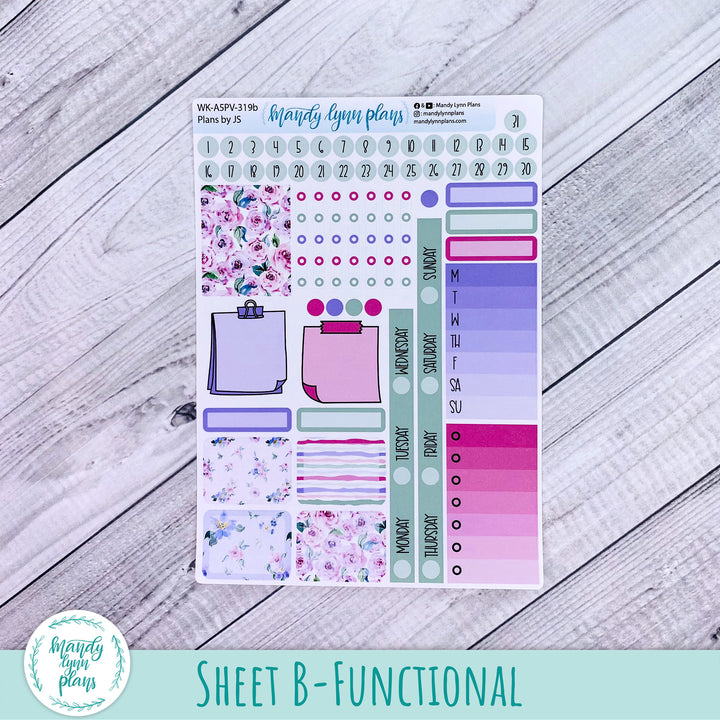 A5 Plans by Just Scribble Weekly Kit || Watercolor Blooms || 319