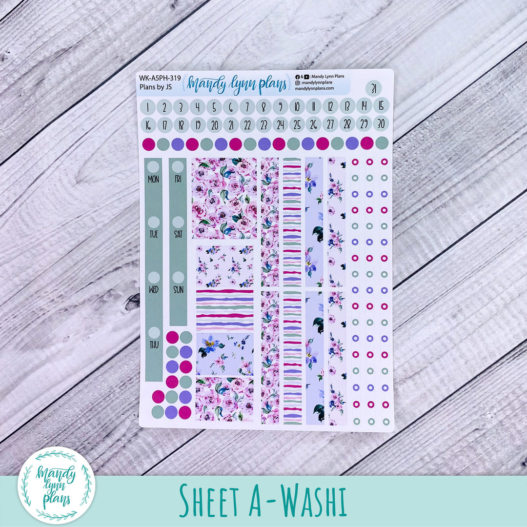 A5 Plans by Just Scribble Weekly Kit || Watercolor Blooms || 319