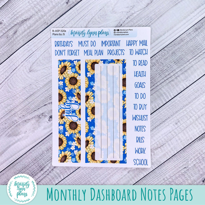 July Plans by Just Scribble Dashboard || Buzzing Sunflowers || R-A5P-320