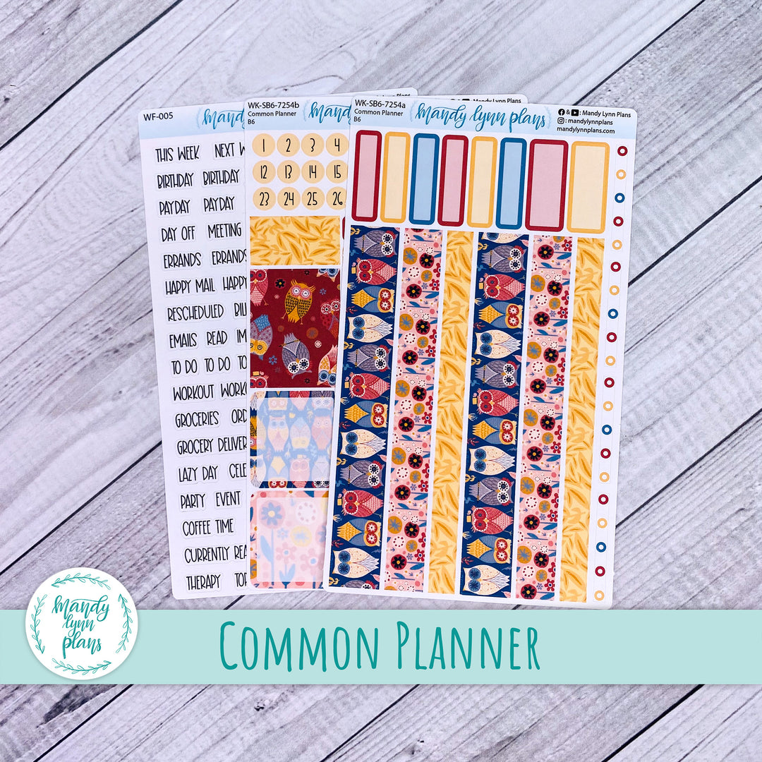 A5, B6, N1 & N2 Common Planner Weekly Kit || Ornate Owls || 254