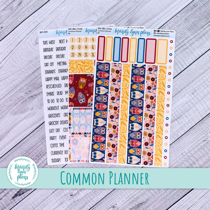 A5, B6, N1 & N2 Common Planner Weekly Kit || Ornate Owls || 254